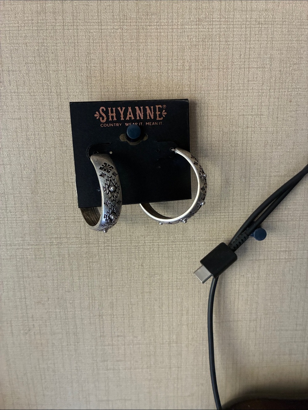 Shyanne Silver Floral Engraved Hoop Earrings